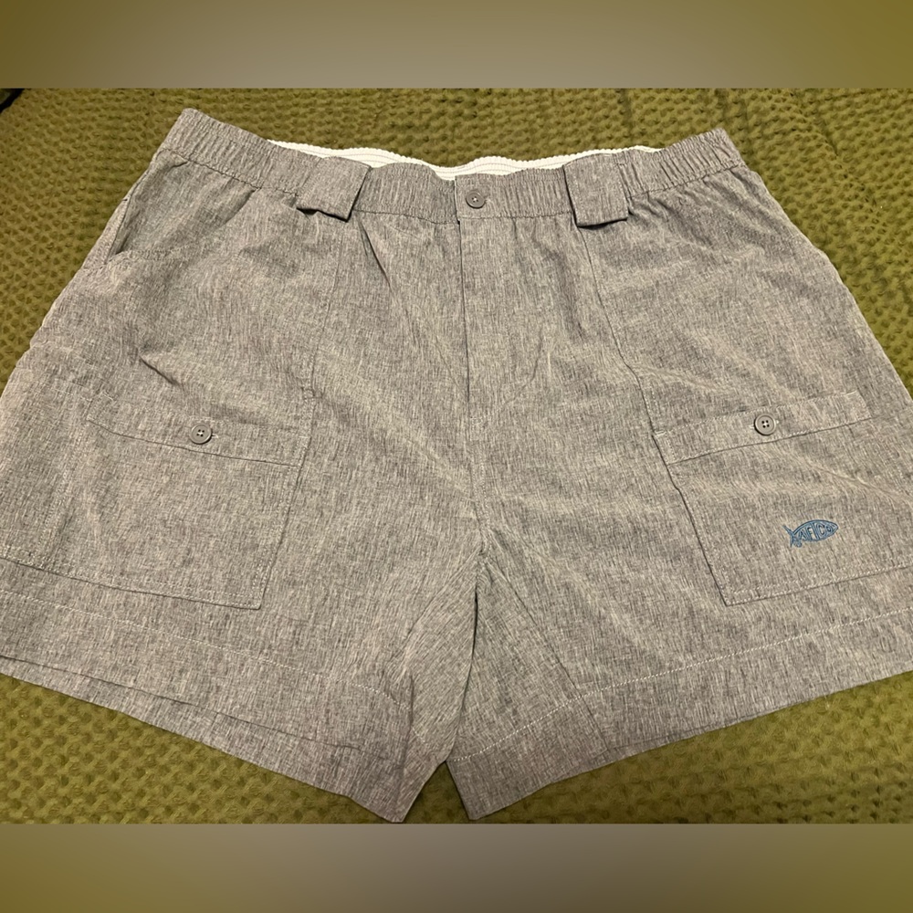 AFTCO Gray Flat Front Shorts with Relaxed Fit